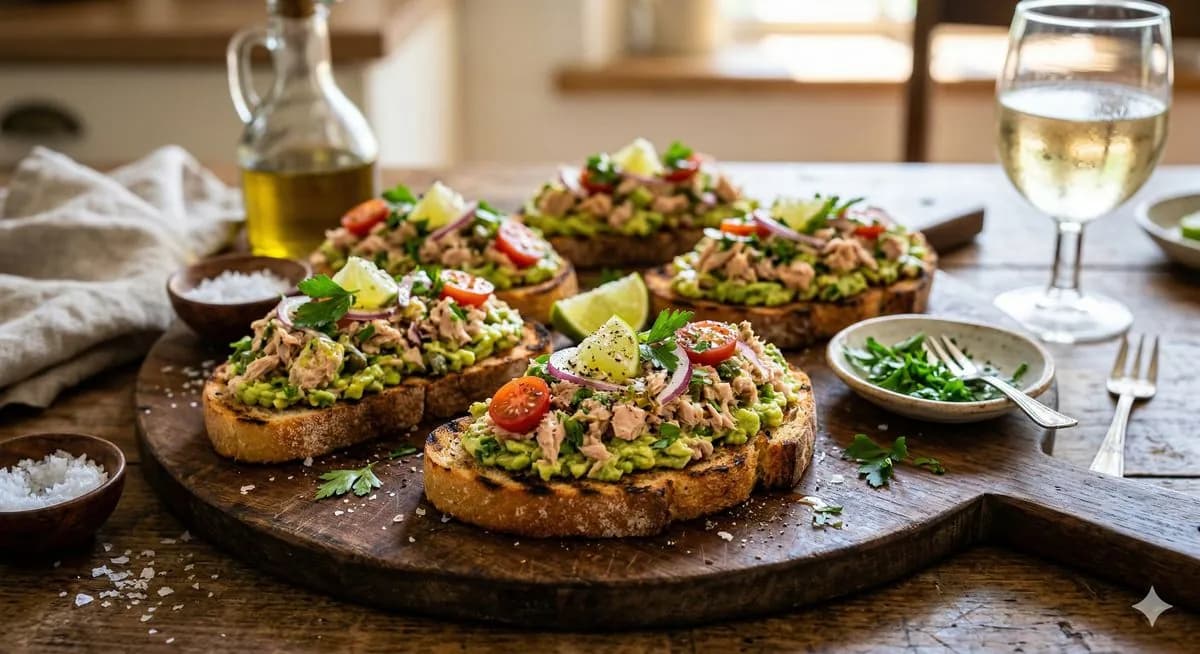 Bruschetta with tuna and avocado