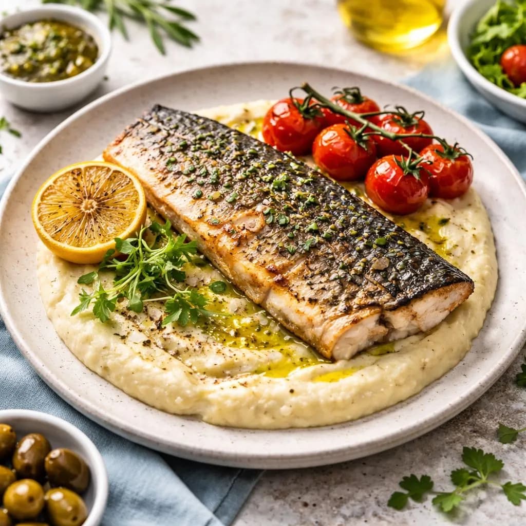 Sea bass fillet with celeriac puree